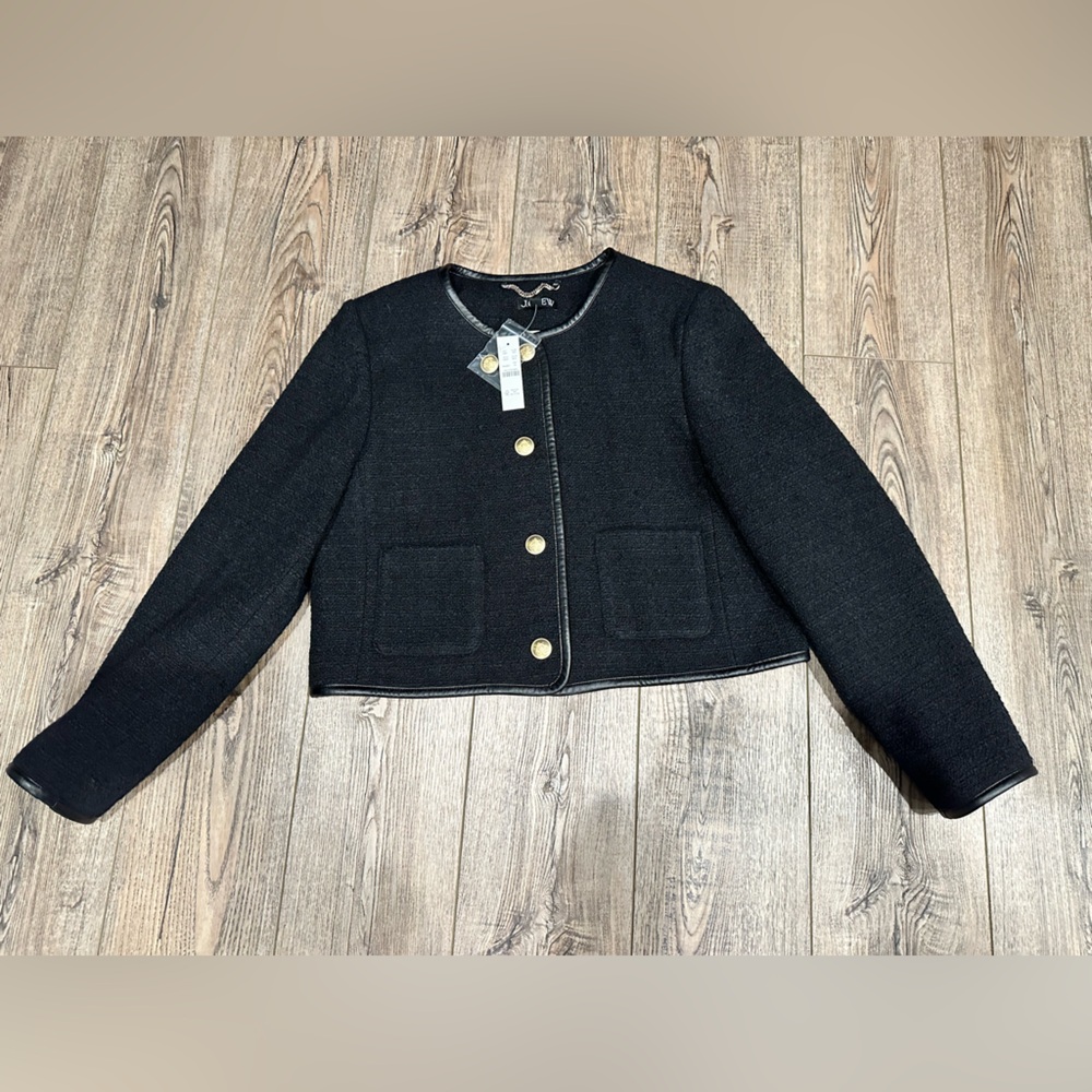 J. Crew Lady Jacket Leather Trim Size 14 NWT